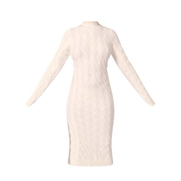 PLT NWT Women Knit Minimalist Maxi Knit Sweater Dress Comfy Old Money Fall Chic - Picture 4 of 12